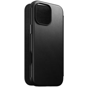 NOMAD Schutzhülle / Folio für das Apple iPhone 16 Pro Max in Schwarz, Echtleder