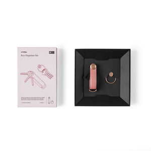 Orbitkey Key Organiser Leather + Ring v2, Cotton Candy/Rose Gold