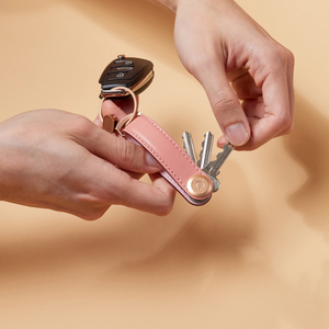 Orbitkey Key Organiser Leather + Ring v2, Cotton Candy/Rose Gold