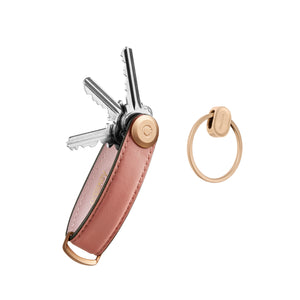 Orbitkey Key Organiser Leather + Ring v2, Cotton Candy/Rose Gold