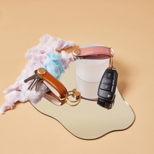 Load image into Gallery viewer, dark|Orbitkey Key Organiser Leather + Ring v2, Cotton Candy/Rose Gold
