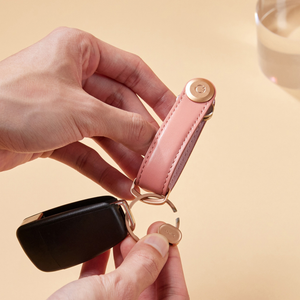 Orbitkey Key Organiser Leather + Ring v2, Cotton Candy/Rose Gold