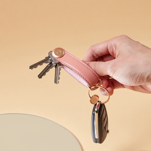 Orbitkey Key Organiser Leather + Ring v2, Cotton Candy/Rose Gold