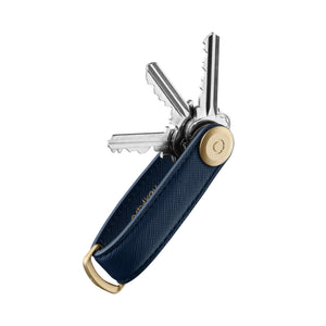 Schlüsselhalter von Orbitkey bei esthetic space, Dunkelblau, Saffiano Leder