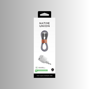 Native Union Fast GaN Charger PD 30W + USB-C Cable, White/Zebra